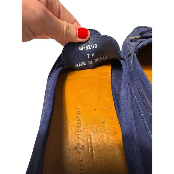 Mercanti Fiorentini Mens 7 B Blue Suede Leather Driving Loafers Slip On Italian - Picture 7 of 13